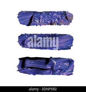 Golden purple glitter watercolor brush strokes. Abstract grunge color paint textures. Banner art collection. Multicolored aquarelle stains border Stock Vector