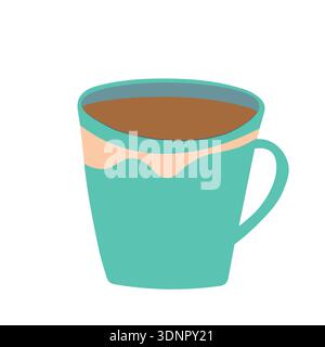 The cute color cup. Kitchen doodle vector illustration. Design for card, poster Stock Vector