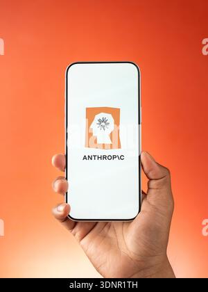 Anthropic logo is displayed on the screen of a smartphone, in Bangalore, India, on February 04, 2026 Stock Photo