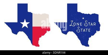 Texas state map silhouette, lone star state symbol Stock Vector