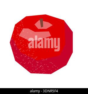Geometric low poly red apple with stem isolated on white background. Stock Vector