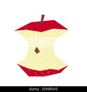 Polygon apple core with seeds and stem isolated on white. Stock Vector