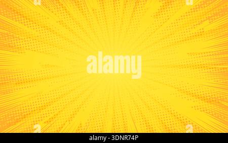 Comic background. Yellow background in pop art comics style. Cartoon thunder lightning. Game show. Funny book page. Fun dot  popart pattern for sale Stock Vector