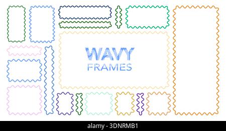 Set of wavy organic banner outlines. Long rectangle ribbons and narrow strips for titles, web headers and interface elements. Irregular border silhouettes vector illustration. Stock Vector