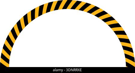 A half-circle shape with yellow and black diagonal lines. Stock Vector