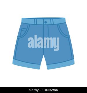 Denim shorts. Summer clothing design. Flat-style vector illustration isolated on a white background. Stock Vector