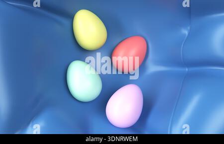 Happy easter day eggs colorful blue gradient color background wallpaper paster april month spring season rabbit ear bunny colorful happy easter day ho Stock Photo