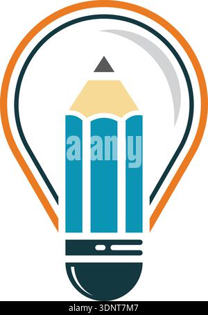 Pencil Idea Vector Logo Design Stock Vector