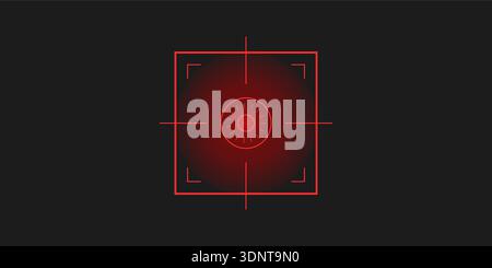 Crosshair Hud red. Cyberpunk game interface. Various neon glowing light and laser Hud elements. UI Vector illustration Stock Vector