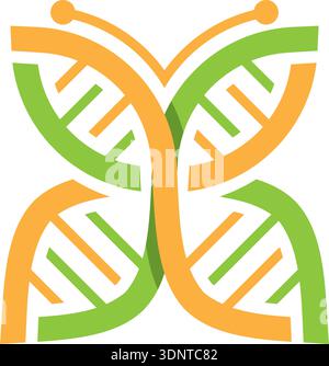 Butterfly with DNA Concept Logo Design Stock Vector
