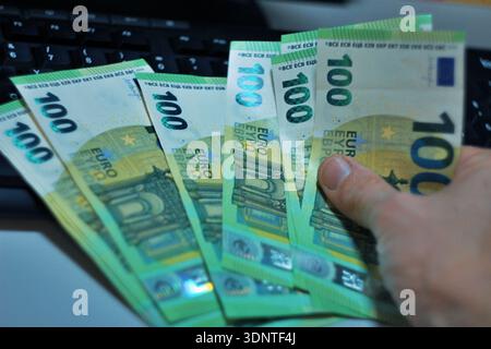 Man doing his accounting, financial adviser working Stock Photo