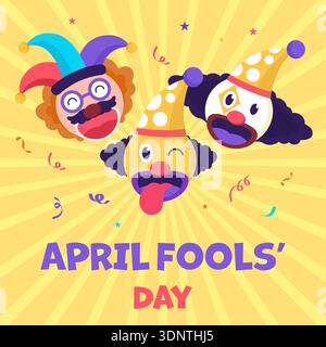 happy april fools day illustration in flat design style Stock Vector