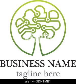 Tech tree vector logo design template. Connecting network tree icon ...
