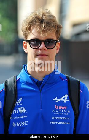 Alpine Formula 2 Alpine reserve driver Paul Aron makes his way down the paddock before ...