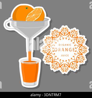 Illustration on theme big set different types juice orange in glass cup, juice orange pattern consisting of collection organic beverage to glass cup, Stock Vector
