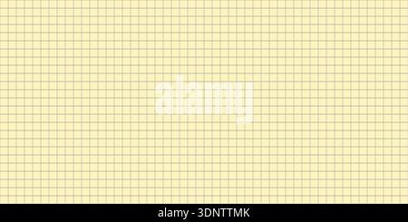 Old yellow square notebook paper seamless pattern. Squared grid texture with gray lines. Paper math mesh sheet seamless background. Vector Stock Vector