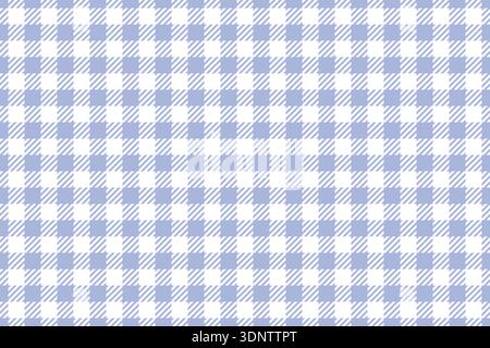 Blue gingham fabric seamless pattern. Cute lilac check plaid. Picnic kitchen tablecloth texture. Gingham square vintage texture. Vector illustration Stock Vector