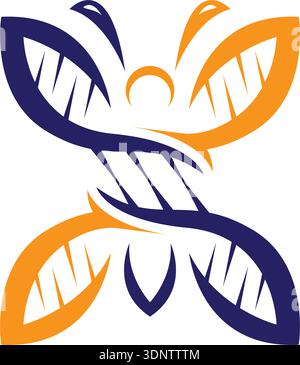 Butterfly DNA Logo Design Stock Vector