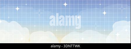 Soft celestial sky background with pastel tones floating clouds and gentle star sparkle in Y2K watercolor style designed for dreamy illustration Stock Vector