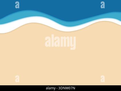 Summer tropical beach background with blue sea waves and sand. Stock Vector