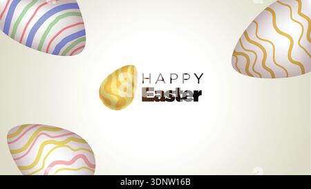 Happy Easter Floating Abstract Egg with Modern Decorative Text – Festive Spring Celebration Background Stock Vector