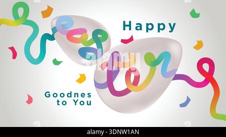 Happy Easter Vibrant Line Art Egg with 3D Spotlight Background – Modern Abstract Colorful Celebration. abstract easter egg vector illustration Stock Vector