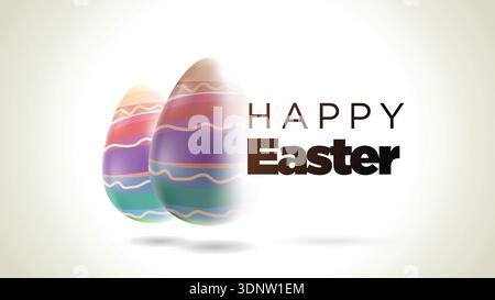 Happy Easter Celebration – Vibrant 3D Gradient Easter Eggs in Modern Clean Style | Colorful Abstract Vector Illustration Stock Vector