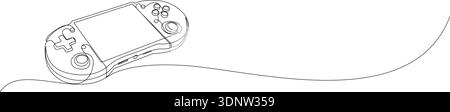 Continuous Line Game Console Banner Editable Stroke Stock Vector