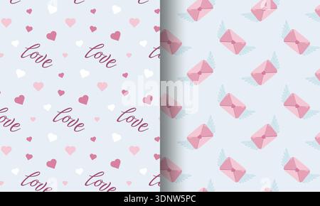 Valentine s Split Pattern Love Envelopes Stock Vector