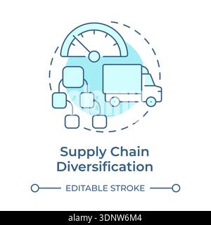 Supply chain diversification soft blue concept icon Stock Vector