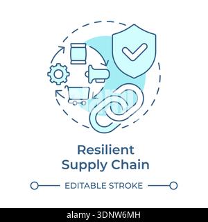 Resilient supply chain soft blue concept icon Stock Vector