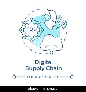 Digital supply chain soft blue concept icon Stock Vector