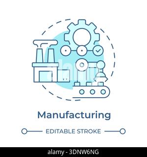 Manufacturing soft blue concept icon Stock Vector