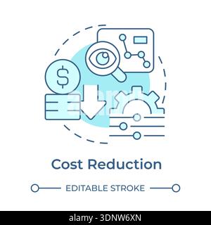 Cost reduction soft blue concept icon Stock Vector