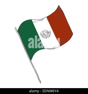 Mexican flag. Vector illustration. Isolated on a white background. Revolution Day and the national flag of Mexico, which can be used to celebrate Stock Vector