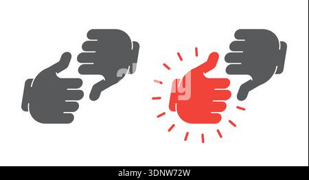 Thumbs up and down rating isometric social media UI button set Stock Vector