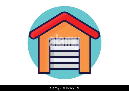 Garage icon colored. Icon related to real estate. Residential elements vector illustration Stock Vector