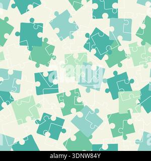 Pastel pattern with puzzle pieces. Soft blue puzzles. Great background for packaging, covers, and wallpaper. Vector illustration Stock Vector