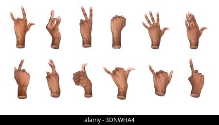 Different hand gestures, finger signs, showing symbols set, isolated on ...