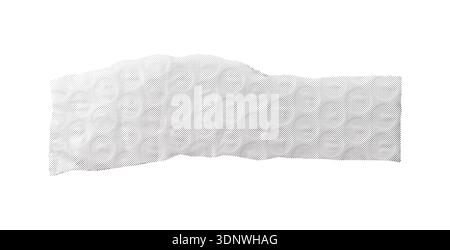 Elongated torn halftone strip with dense dot pattern and uneven edge isolated on white. Monochrome textured fragment works for backgrounds overlays ba Stock Photo