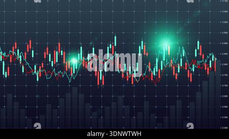 Market trends show fluctuations in data over a specified time period Stock Photo