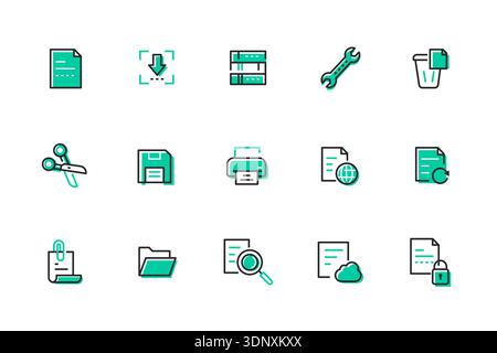 Documents and files - set of line design style icons Stock Vector