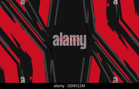 Red jagged geometric shards, abstract background, high contrast glossy surfaces and deep black negative space, sharp edges converging toward center Stock Vector