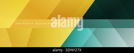 Vibrant yellow and teal geometric layers abstract background creating energetic corporate tech atmosphere with smooth gradients, overlapping polygons Stock Vector