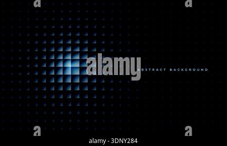 Futuristic digital grid. Luminescent blue square network design. Abstract illuminated navy digital interface with neon accents. Reflective tile Stock Vector