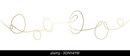 Easter border with golden Easter eggs line art on transparent background. Elegant seamless pattern for Easter greeting card, invitation or poster Stock Vector