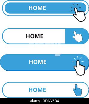 White and blue home bar buttons isolated on a white background Stock Vector