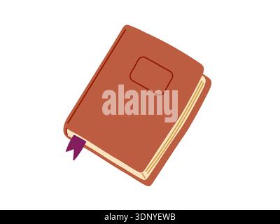 Thick hardcover book with bookmark inside. Vector illustration for publishing brands, education materials, bookstore promotions Stock Vector