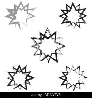 Black star figure. Jagged abstract burst. Grunge vector star. Sharp edgy symbol. EPS 10. Stock Vector