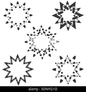 Spiky star shapes. Vector geometric set. Abstract pointed objects. EPS 10. Stock Vector